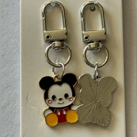 BAG CHARM Silver Tone Baby Mickey and Minnie Bag Charm Keychain - Picture 2 of 4